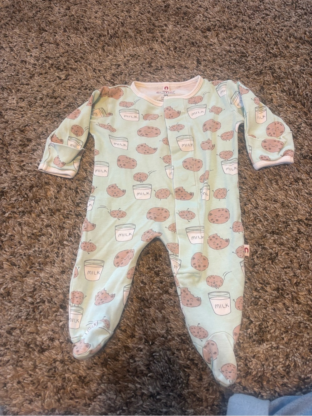 Magnetic Mint Cookie & Milk Baby One-Piece Footed Pajamas newborn